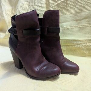Rag & Bone Harrow leather ankle boots in oxblood/burgundy with a strap wrap